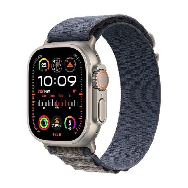 Apple Watch Ultra 2 [GPS + Cellular 49mm] Smartwatch with Rugged Titanium Case & Blue Alpine Loop Large. Fitness Tracker, Precision GPS, Action Button, Extra-Long Battery Life, Bright Retina Display