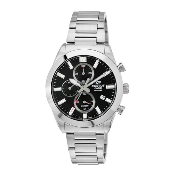 Casio Edifice EFB-710D-1AVUDF Black Analog Dial Silver Stainless Steel Band Men's Watch Chronograph Sapphire Glass ED580