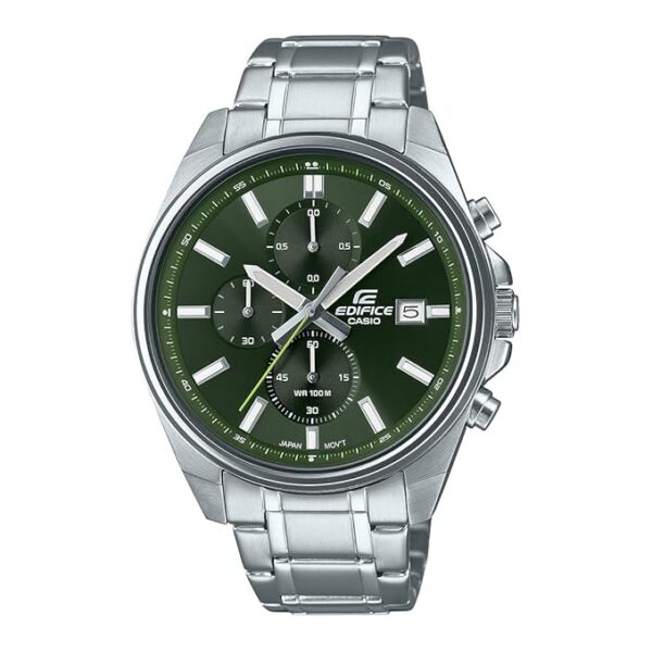 Casio Edifice EFV-610D-3CVUDF Green Analog Dial Silver Stainless Steel Band Men's Watch Chronograph 100M Water Resistant ED571