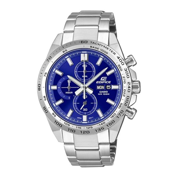 Casio Edifice EFR-574D-2AVUDF Blue Analog Dial Silver Stainless Steel Band Men's Watch Chronograph 100M Water Resistant ED594