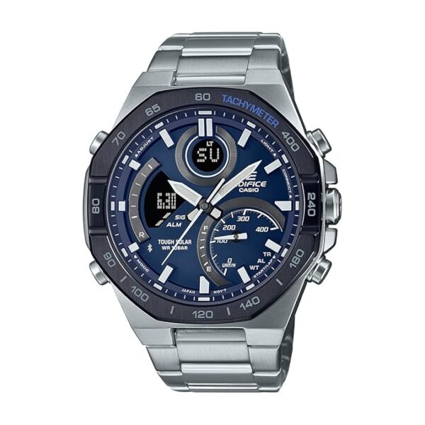 Casio Edifice ECB-950DB-2ADF Blue Analog-Digital Dial Silver Stainless Steel Band Men's Watch Smartphone Link Tough Solar EX555