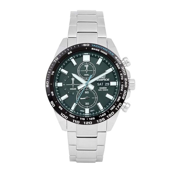 Casio Edifice EFR-574DB-3AVUDF Green Analog Dial Silver Stainless Steel Band Men's Watch Chronograph 100M Water Resistant ED595