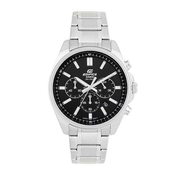 Casio Edifice EFV-650D-1AVUDF Black Analog Dial Silver Stainless Steel Band Men's Watch Chronograph 100M Water Resistant ED596