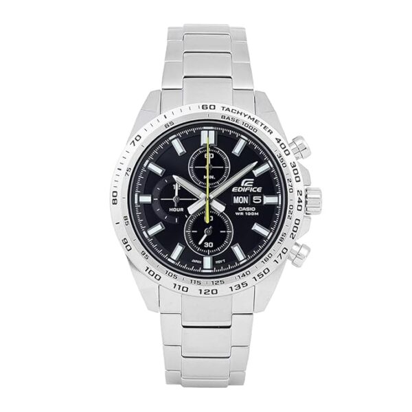 Casio Edifice EFR-574D-1AVUDF Black Analog Dial Silver Stainless Steel Band Men's Watch Chronograph 100M Water Resistant ED593