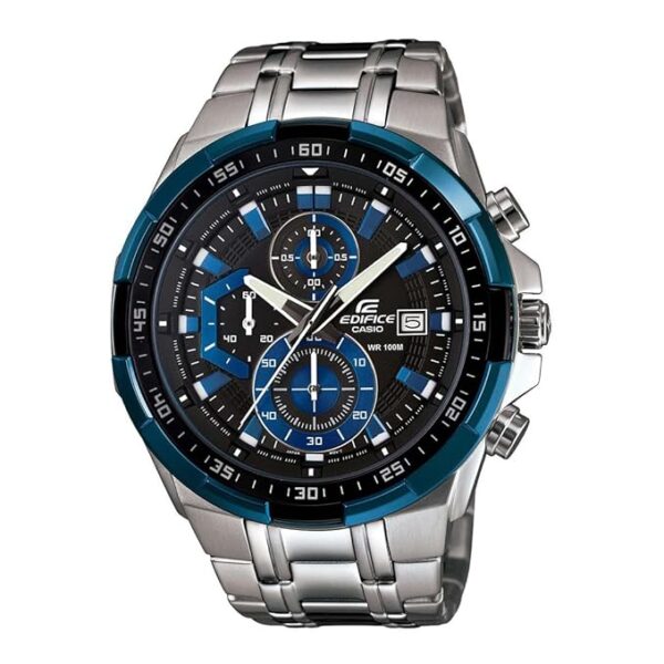 Casio Edifice EFR-539D-1A2VUDF Black Analog Dial Silver Stainless Steel Band Men's Watch Chronograph 100M Water Resistant EX190