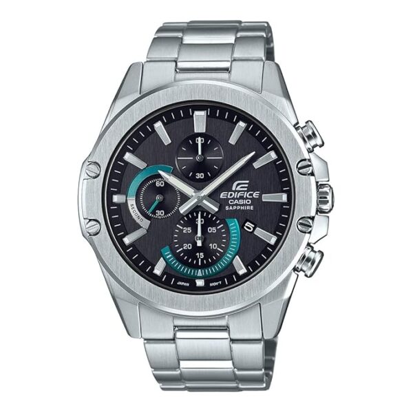 Casio Edifice EFR-S567D-1AVUDF Black Analog Dial Silver Stainless Steel Band Men's Watch Slim Case Sapphire Glass EX506