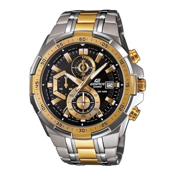 Casio EDifice EFR-539SG-1AVUDF Black Analog Dial Dual Tone Stainless Steel Band Men's Watch Chronograph 100M Water Resistant EX188